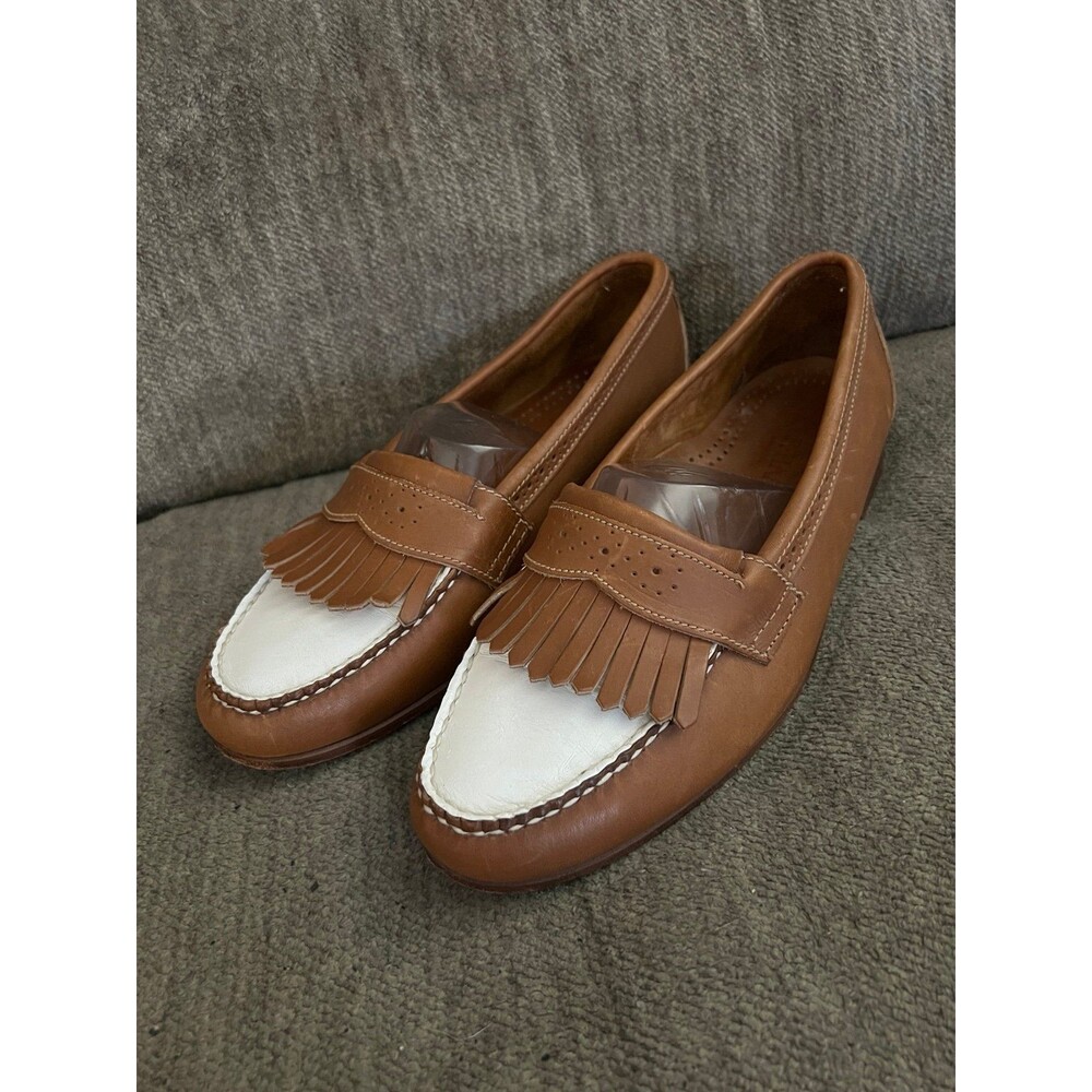 VTG Cole Haan Country Two Tone Leather Kiltie Fringe Loafers Women 11 / Men 9